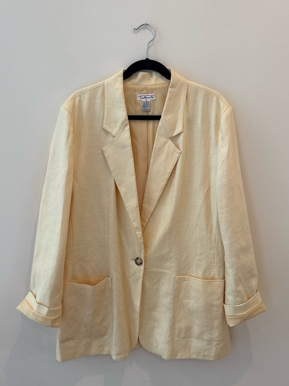 Talbots Soft Butter Yellow Linen-Blend Blazer